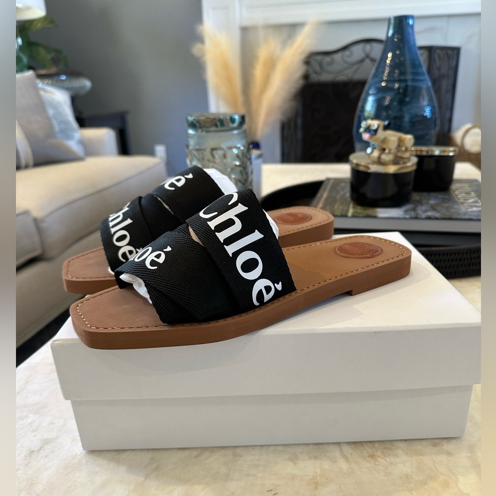 NEW Chloe Black Woody Sandals Size 41